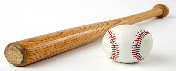  American  Bat and bol Closeup of baseball bat   game  leather  bat  white  sports  equipment  on white background with clipping path 