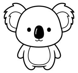 Fototapeta premium Cute Cartoon Koala Outline Illustration