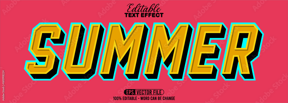 Poster editable text style effect - summer text retro style theme