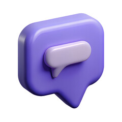 3D Plastic Chat Bubble Icon with Rounded Rectangle and Pointed Tail, Glossy Rubber Texture and Soft Shadows Isolated on White for Messaging and Social Media Concepts