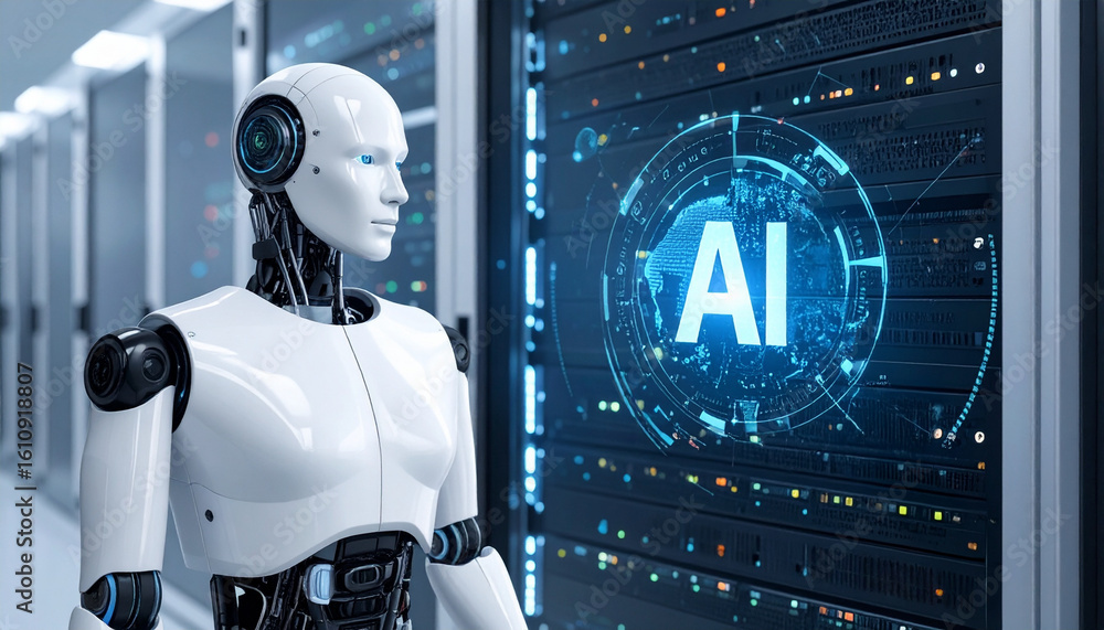 Poster a robot observing at a data center