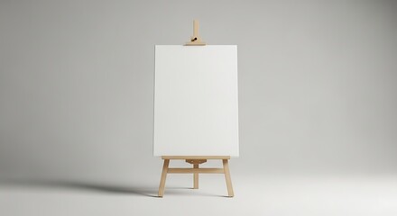 Minimalistic Art Canvas on Easel against a Neutral Background Studio Setup