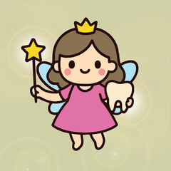 Cute tooth fairy magical chibi