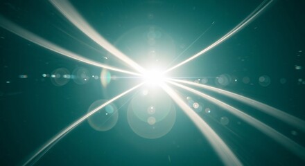 Teal Light Rays Burst: A Digital Abstract Artwork