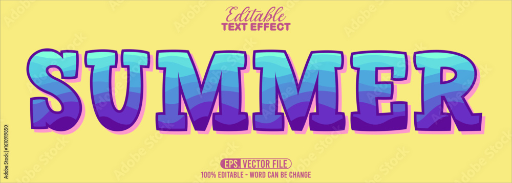 Poster editable text style effect - summer text retro style theme