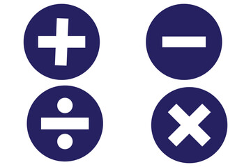Plus and minus icon set. Math symbol. Plus icon, Minus icon, Multiply icon, Divide icon