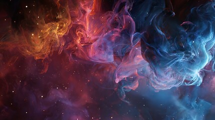 Cosmic Nebula with Vibrant Gas Clouds in Space
