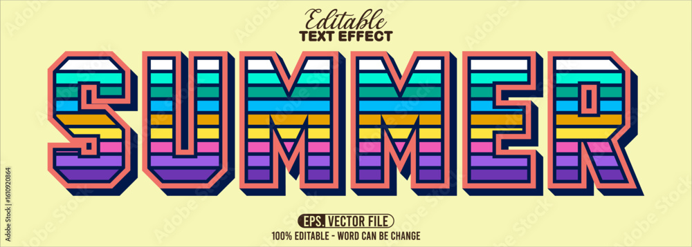 Poster editable text style effect - summer text retro style theme
