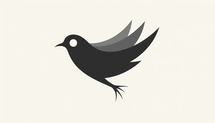 Obraz premium Stylized Bird in Flight: Monochrome Abstract Avian Artwork