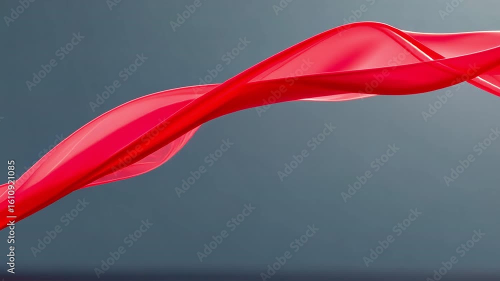 Poster elegant movement of translucent red ribbon flowing against soft abstract background