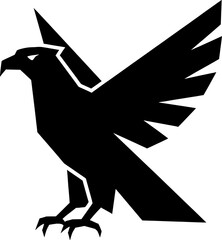 Dynamic Black Hawk Illustration, Graphic Design, Digital Art, Vector, Bold Style