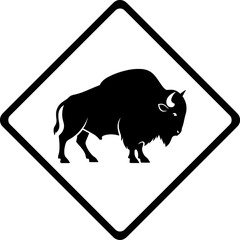 Bison Silhouette Graphic Design, Wildlife Theme, Minimalist Style, Black and White Artwork