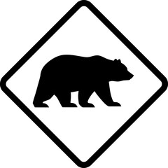 Warning Sign, Bear, National Park, Icons, Outdoor Environment, Perspective, Safety Awareness