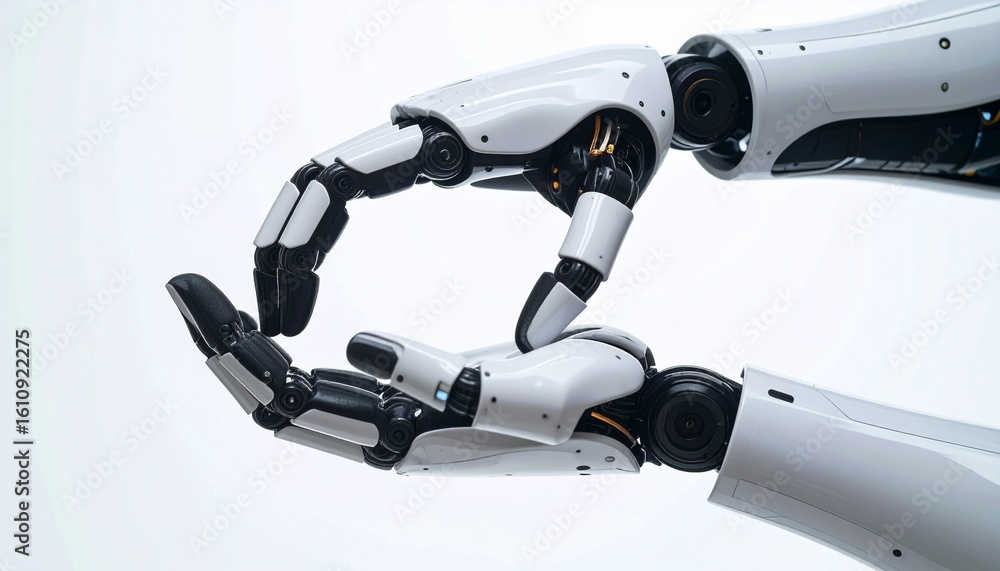 Poster an artistic robotic hand shows complex engineering and advanced technology