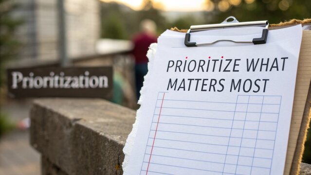 Prioritization Action Sheet, Commitment to Results, Outdoor Setting, Photography, Inspirational Message