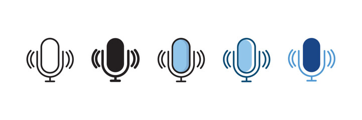 Microphone Icon Set – Minimalist Audio and Podcast Symbols