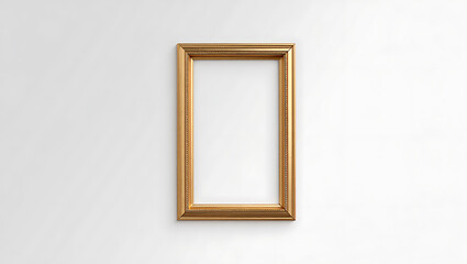 Ornate golden rectangular picture frame on white background image
