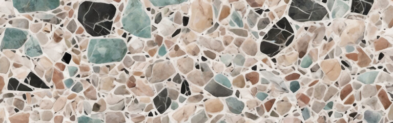 Colorful terrazzo pattern abstract background vector illustration. Multicolored terrazzo with tiny colorful marble patterns. Abstract design with colorful terrazzo flooring texture background.	