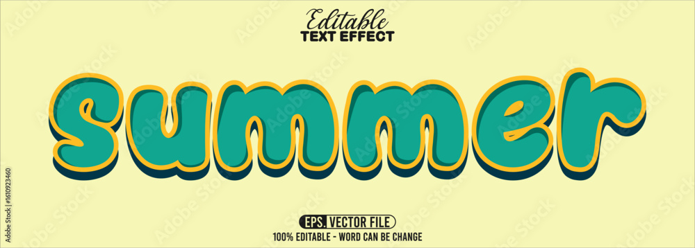 Poster editable text style effect - summer text retro style theme