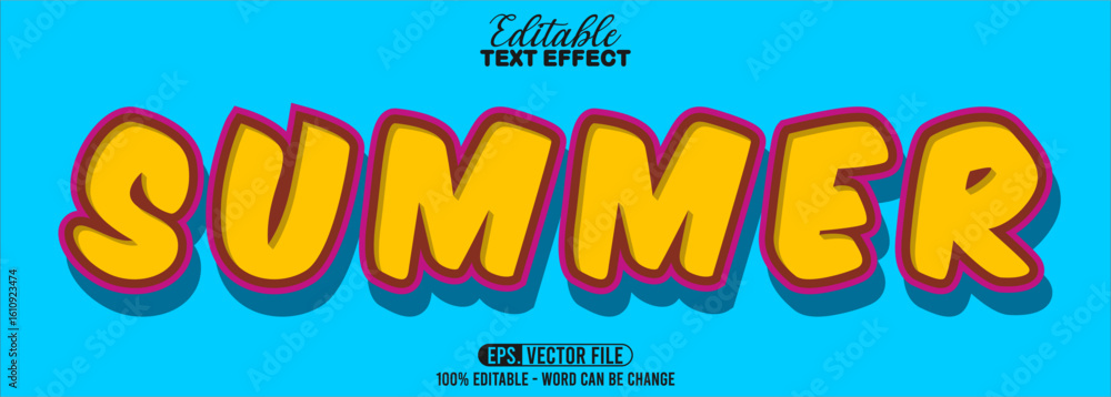 Poster editable text style effect - summer text retro style theme