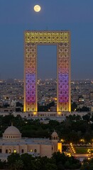 Gate of Baghdad at Night with Full Moon