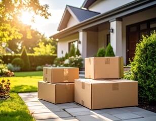 Boxes in front of a house 