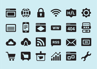 Website technology and business icons internet