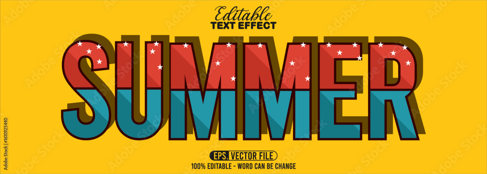 Poster editable text style effect - summer text retro style theme