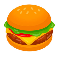 Hamburger With Tomato Lettuce And Cheese