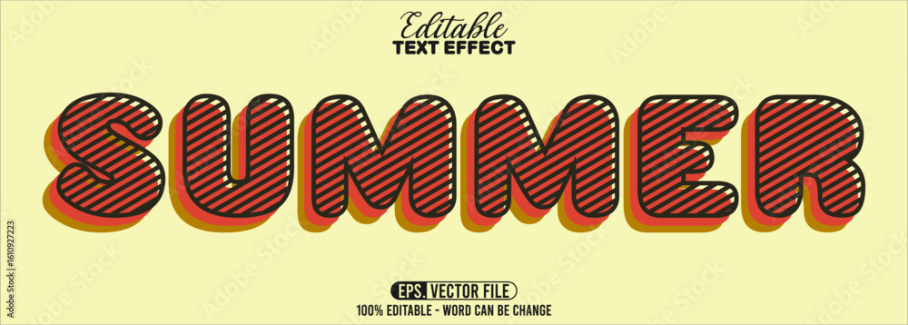 Poster editable text style effect - summer text retro style theme