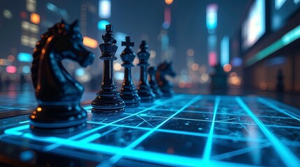 A Chessboard Approach to Competitive Decision-Making futuristic digitalization illustrated image