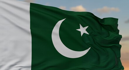 Waving flags of Pakistan and Algeria side by side as national symbols in the wind