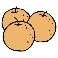 3個の梨のイラスト　版画風
