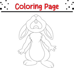 Rabbit Coloring Book Page. Happy Easter Bunny Drawing