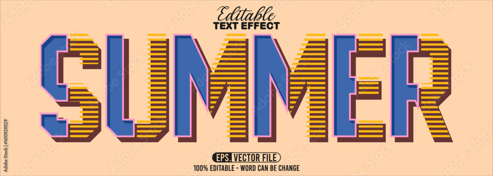 Poster editable text style effect - summer text retro style theme