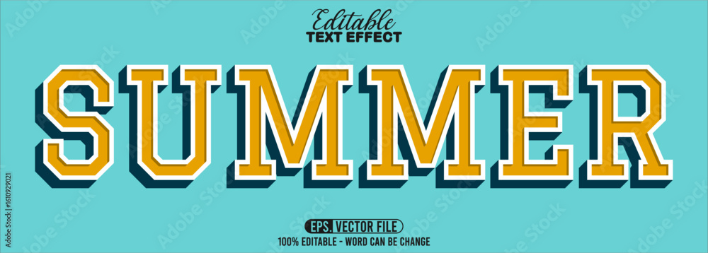 Poster editable text style effect - summer text retro style theme
