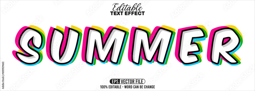 Poster editable text style effect - summer text retro style theme