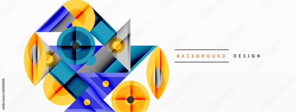 Aufkleber abstract geometric shapes, vibrant colors, modern design. overlapping layers create dynamic visual e