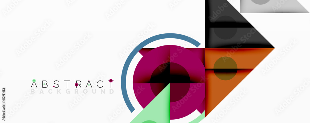 Poster modern geometric design. colorful shapes overlap, creating dynamic visual effect. minimalist style, 