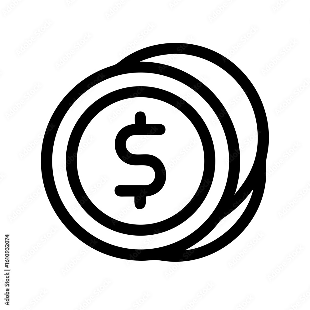 Poster simple coin collection illustration featuring dollar coins in a stack. coin collection is a rewardin