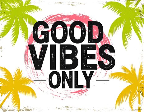 Positive message with palm trees - Powered by Adobe