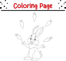Rabbit Coloring Book Page. Happy Easter Bunny Drawing
