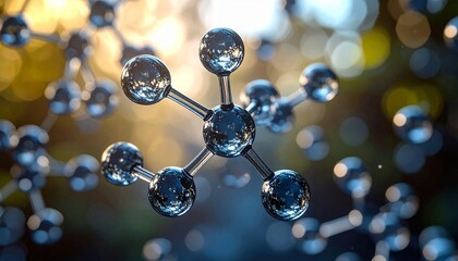 Abstract image of molecular structure, close-up view with a blurred background
