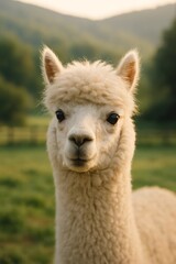 Fototapeta premium Fluffy Alpacas in the Romanian Countryside
