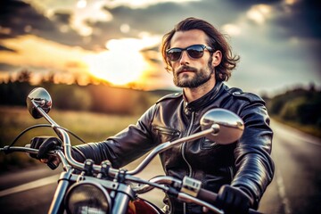 Fototapeta premium young man riding a bicycle