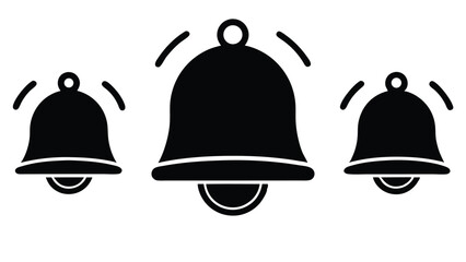 Illustrative Black Bell Icons Set for Notifications and Alerts, Simple Design for Website and App Notifications, Sign Symbol