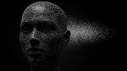 Digital Human Face Dissolving: AI Data Technology Future Concept. - Powered by Adobe