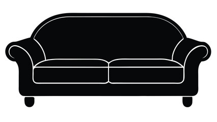 A minimalist graphic icon representing home furniture, interior design, and comfort. Isolated vector illustration on a white background.