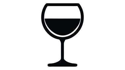 A minimalist silhouette icon of a classic wine glass, symbolizing celebration, fine dining, and the art of oenology. Elegant vector graphic for beverage menus or winery branding.
