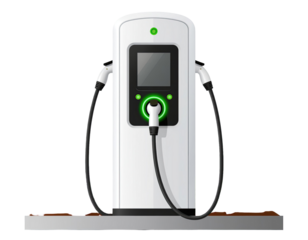 Electric Car Charging Station Icon in Flat Style Isolated on White Background